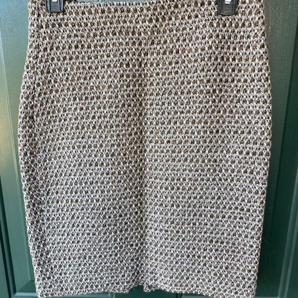 J.Crew Wool Tweed Pencil Skirt 2 Wool Britcore Rose Gold Accent Classic Office - Picture 1 of 6